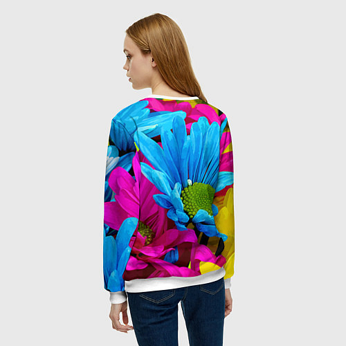Женский свитшот Ромашки Pattern / 3D-Белый – фото 4