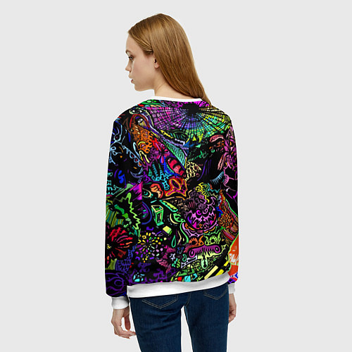 Женский свитшот Абстрактный узор Vanguard Fashion Неон / 3D-Белый – фото 4