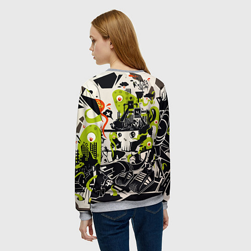 Женский свитшот Cyber pattern Skull Vanguard Fashion / 3D-Меланж – фото 4