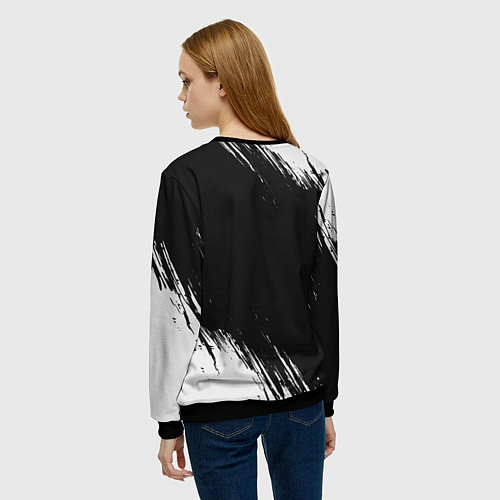 Женский свитшот СТРАХА НЕТ - СИМВОЛ ВЕЛЕСА - Краска / 3D-Черный – фото 4