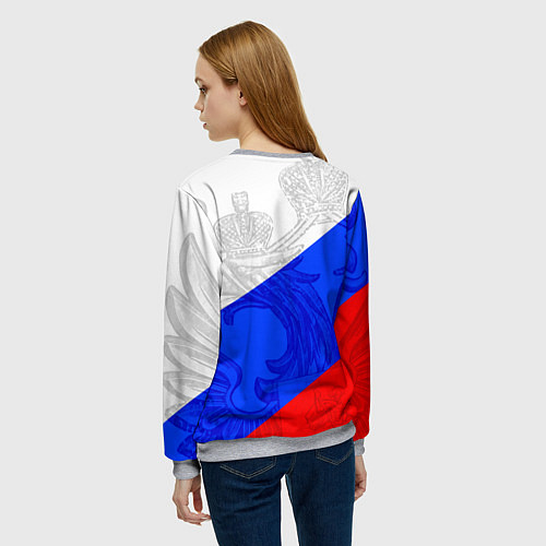 Женский свитшот RUSSIA - SPORTWEAR - ТРИКОЛОР / 3D-Меланж – фото 4