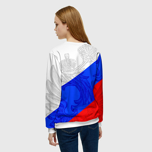 Женский свитшот RUSSIA - SPORTWEAR - ТРИКОЛОР / 3D-Белый – фото 4