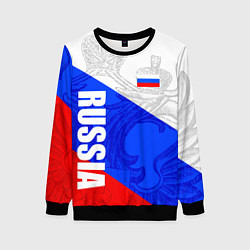 Свитшот женский RUSSIA - SPORTWEAR - ТРИКОЛОР, цвет: 3D-черный