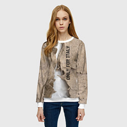 Свитшот женский Только для Италии Мешковина Рваньё Only for Italy, цвет: 3D-белый — фото 2