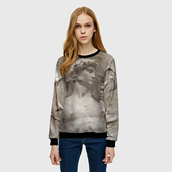 Свитшот женский Микеланджело Буонарроти Давид Пост-арт Michelangel, цвет: 3D-черный — фото 2