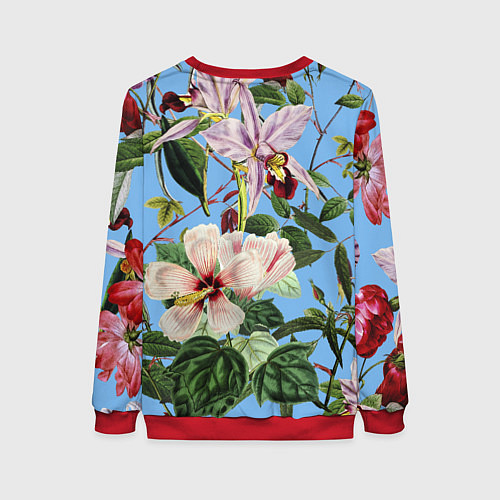 Женский свитшот Цветы Сине-Цветочный Букет / 3D-Красный – фото 2