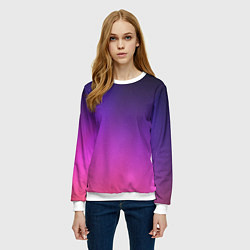 Свитшот женский Розовофиолетовый градиент, цвет: 3D-белый — фото 2