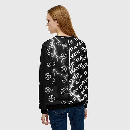 Женский свитшот BAYER - Молнии Паттерны / 3D-Черный – фото 4