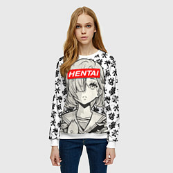 Свитшот женский HENTAI SCHOOL GIRL ХЕНТАЙ ШКОЛЬНИЦА, цвет: 3D-белый — фото 2