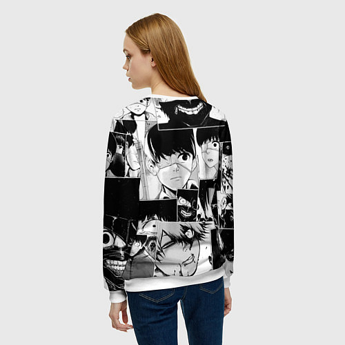 Женский свитшот Токийский гуль паттерн / 3D-Белый – фото 4