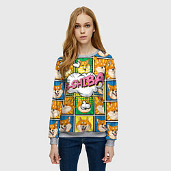 Свитшот женский Pop art shiba inu, цвет: 3D-меланж — фото 2