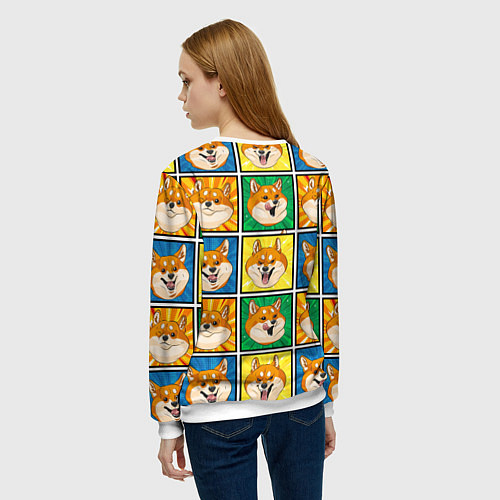 Женский свитшот Pop art shiba inu / 3D-Белый – фото 4