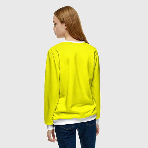 Женский свитшот Однотонный неоновый лимонный желтый тон / 3D-Белый – фото 4