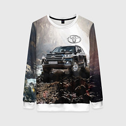 Свитшот женский Toyota Land Cruiser 200 в пещере со скальными рису, цвет: 3D-белый