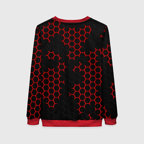 Женский свитшот НАНОКОСТЮМ Black and Red Hexagon Гексагоны / 3D-Красный – фото 2