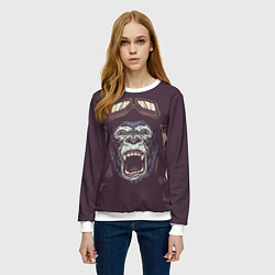 Свитшот женский Орущая горилла, цвет: 3D-белый — фото 2