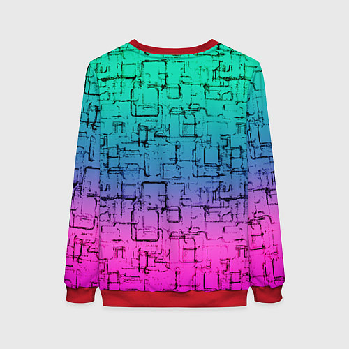 Женский свитшот Абстрактный узор на розово-бирюзовом градиентном ф / 3D-Красный – фото 2