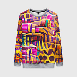 Свитшот женский Африканские яркие мотивы, цвет: 3D-меланж