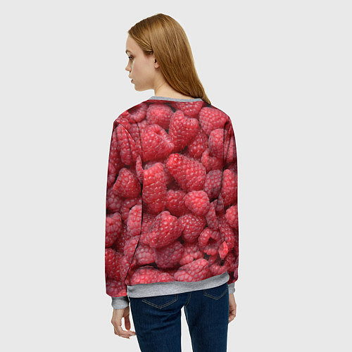 Женский свитшот Малина - ягоды / 3D-Меланж – фото 4