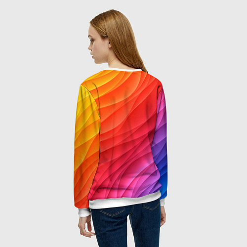 Женский свитшот Разноцветные цифровые волны / 3D-Белый – фото 4