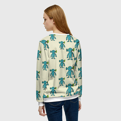 Женский свитшот Милые зеленые человечки / 3D-Белый – фото 4
