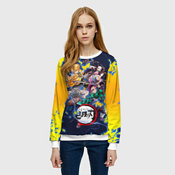 Свитшот женский КЛИНОК, РАССЕКАЮЩИЙ ДЕМОНОВ ГЛАВНЫЕ ГЕРОИ, цвет: 3D-белый — фото 2