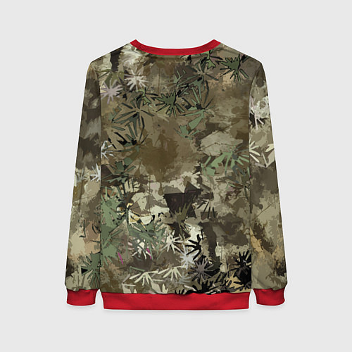 Женский свитшот Сова на абстрактном коричневом фоне / 3D-Красный – фото 2