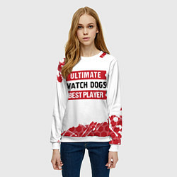 Свитшот женский Watch Dogs: красные таблички Best Player и Ultimat, цвет: 3D-белый — фото 2