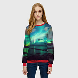 Свитшот женский Aurora borealis, цвет: 3D-красный — фото 2