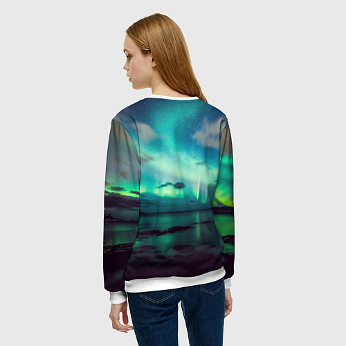 Женский свитшот Aurora borealis / 3D-Белый – фото 4