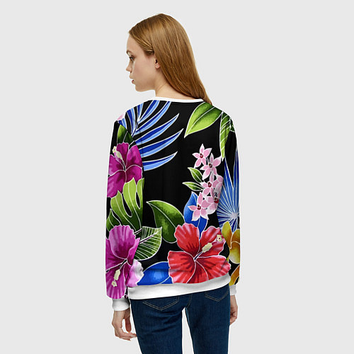 Женский свитшот Floral vanguard composition Летняя ночь Fashion tr / 3D-Белый – фото 4