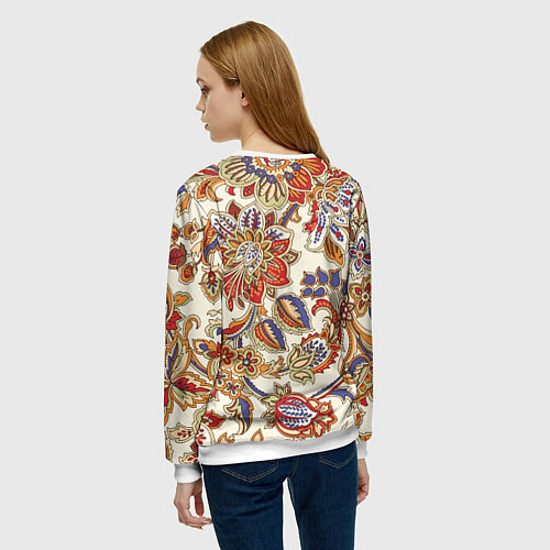 Женский свитшот Цветочный винтажный орнамент / 3D-Белый – фото 4