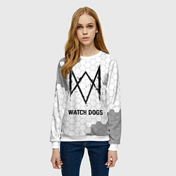 Свитшот женский Watch Dogs Glitch на темном фоне FS, цвет: 3D-белый — фото 2