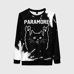 Свитшот женский Группа Paramore и Рок Кот, цвет: 3D-черный