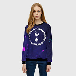 Свитшот женский Символ Tottenham и круглая надпись Football Legend, цвет: 3D-черный — фото 2