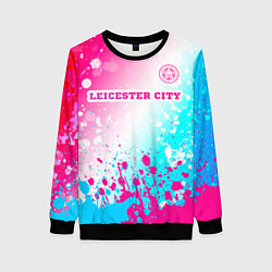 Свитшот женский Leicester City Neon Gradient, цвет: 3D-черный