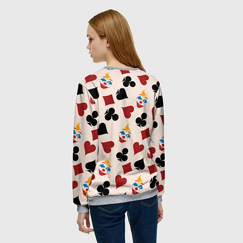 Женский свитшот Джокер карты масть cards joker clown / 3D-Меланж – фото 4