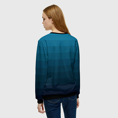 Женский свитшот Blue stripes gradient / 3D-Черный – фото 4