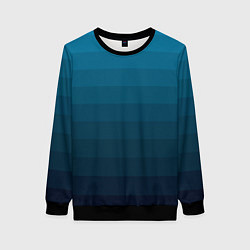 Свитшот женский Blue stripes gradient, цвет: 3D-черный