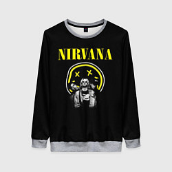 Свитшот женский NIRVANA логотип и исполнители, цвет: 3D-меланж