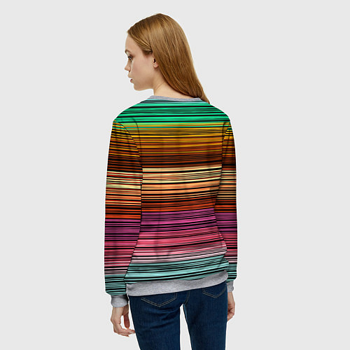 Женский свитшот Multicolored thin stripes Разноцветные полосы / 3D-Меланж – фото 4