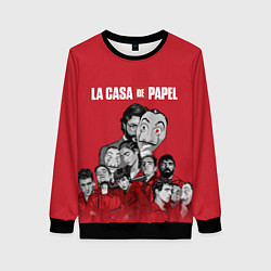 Свитшот женский Бумажный дом персонажи, цвет: 3D-черный