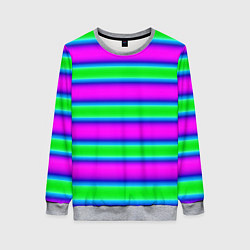 Свитшот женский Зеленый и фиолетовые яркие неоновые полосы striped, цвет: 3D-меланж