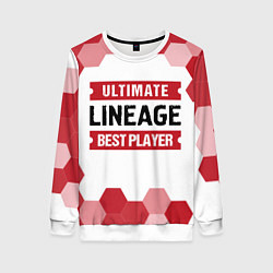 Свитшот женский Lineage: красные таблички Best Player и Ultimate, цвет: 3D-белый