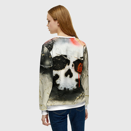 Женский свитшот Череп на поверхности в красках - Красный / 3D-Белый – фото 4