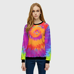 Свитшот женский Тай дай в радуге, цвет: 3D-черный — фото 2