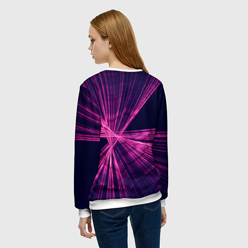 Женский свитшот Неоновое множество лучей - Розовый / 3D-Белый – фото 4