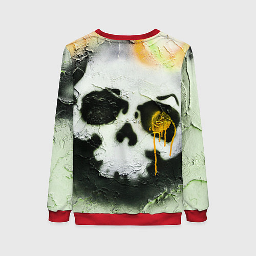 Женский свитшот Череп на поверхности в красках - Жёлтый / 3D-Красный – фото 2
