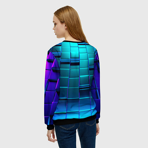 Женский свитшот BLUE SQUARES / 3D-Черный – фото 4