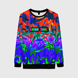 Свитшот женский Game time Абстрактный пятнистый узор, цвет: 3D-черный